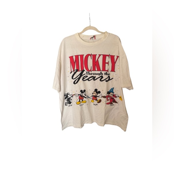 Disney Other - Vintage 1990s Mickey Mouse Through The Years Cartoon White Men’s T-Shirt SZ XL